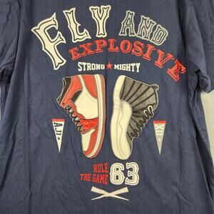 Fly And Explosive Shirt Mens 2XL Blue Sneaker Streetwear Shoes Retro Classic